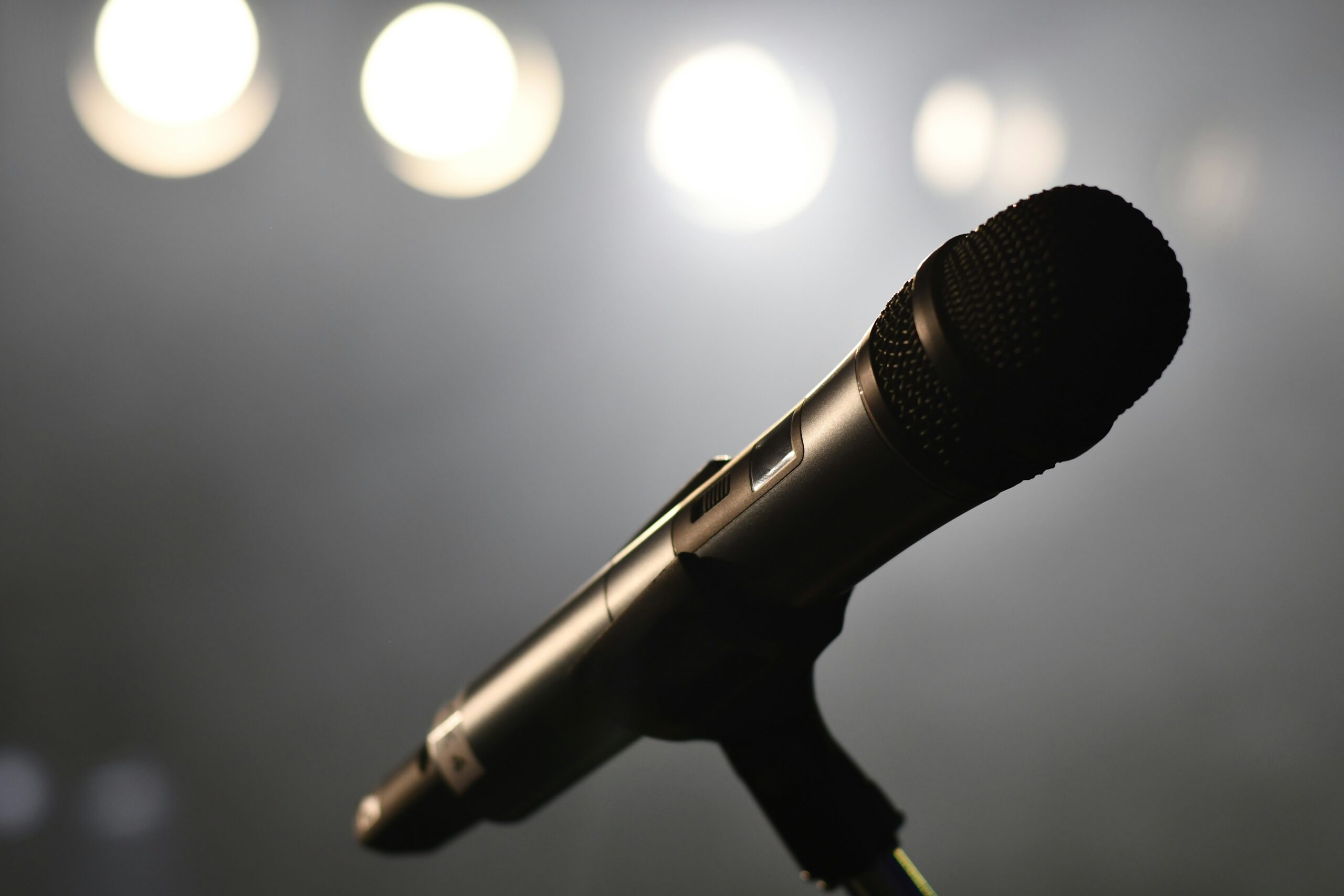 Corporate event microphone ready to project an announcement.