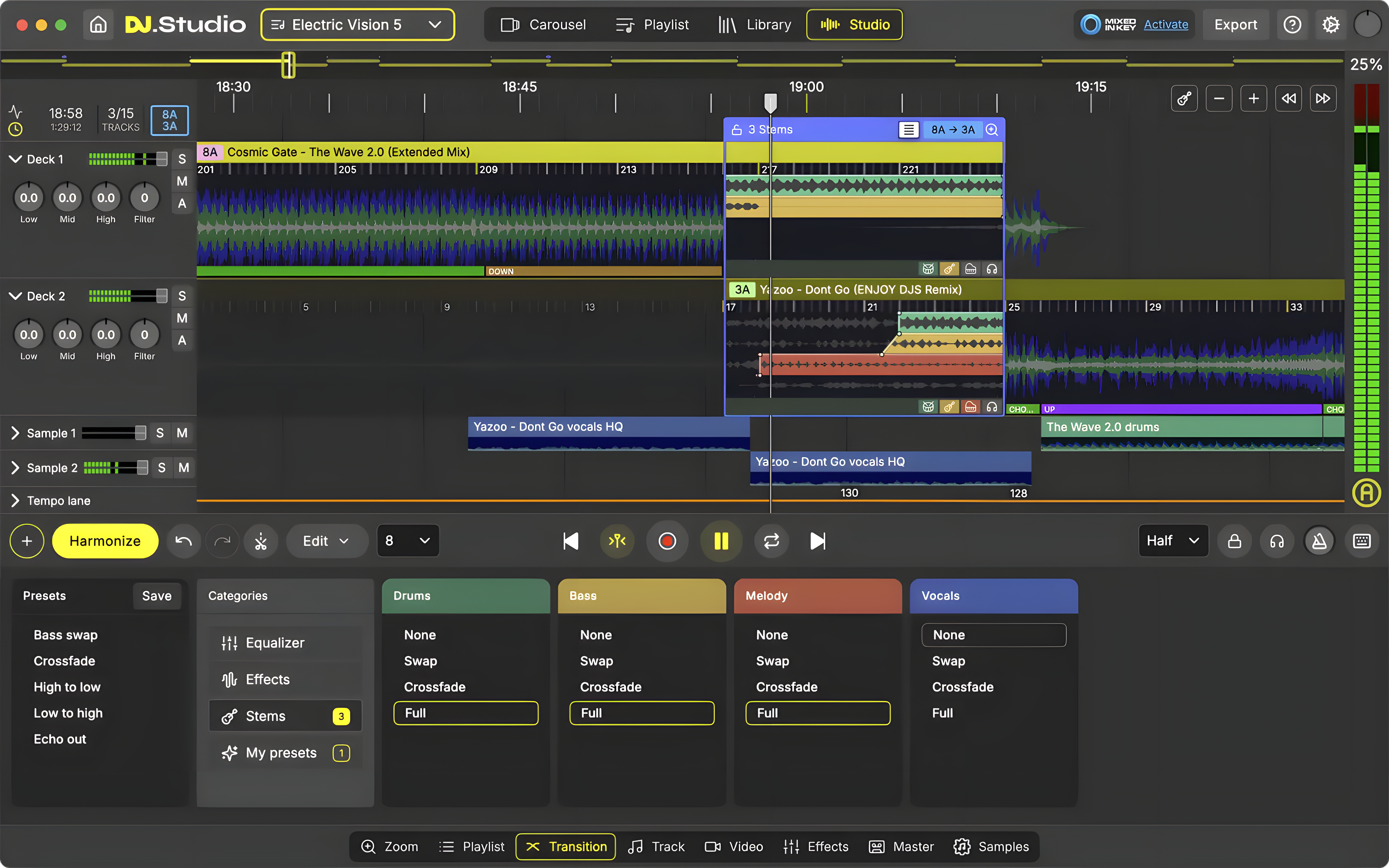 DJ Studio Stems capability in action