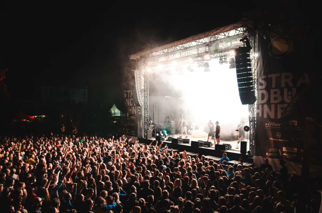 DJ Line Array System at a concert.