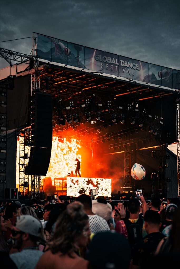 DJ Line Array System at a concert.