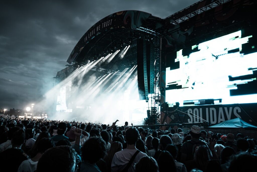 DJ Line Array System at a concert.
